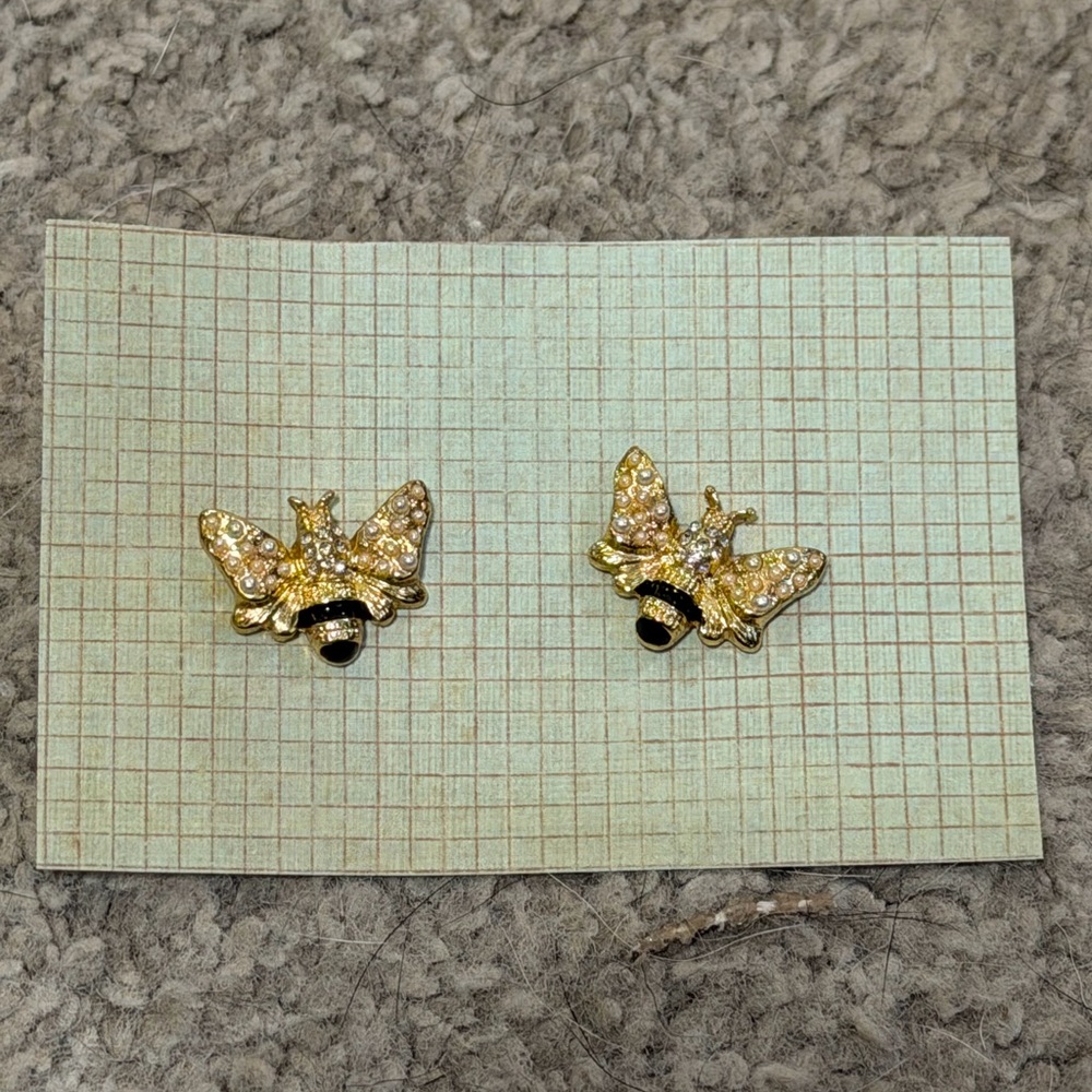 Gold and Black Bee Earrings